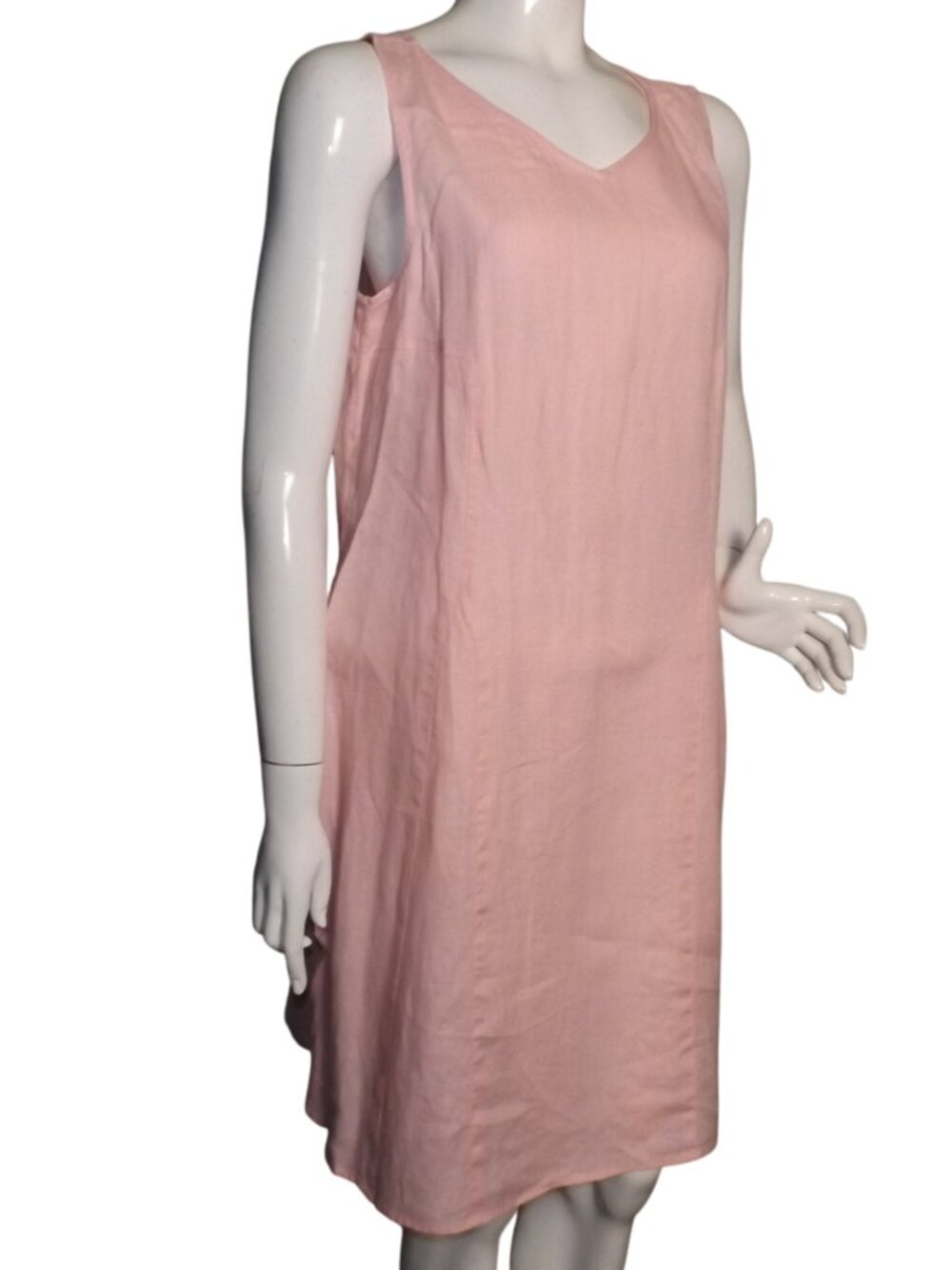 J.JILL Linen Dress, M, Pink Shift, Sleeveless, V-neck, Knee length - Picture 3 of 12